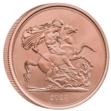 Moneda Soberano Quíntuplo de Oro Coronación Carlos III 2023