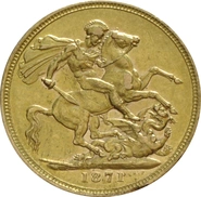 Moneda Soberano de Oro 1871 Victoria Joven (S)