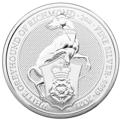 Moneda Bestias de la Reina El Galgo Blanco de Richmond de Plata de 2 oz