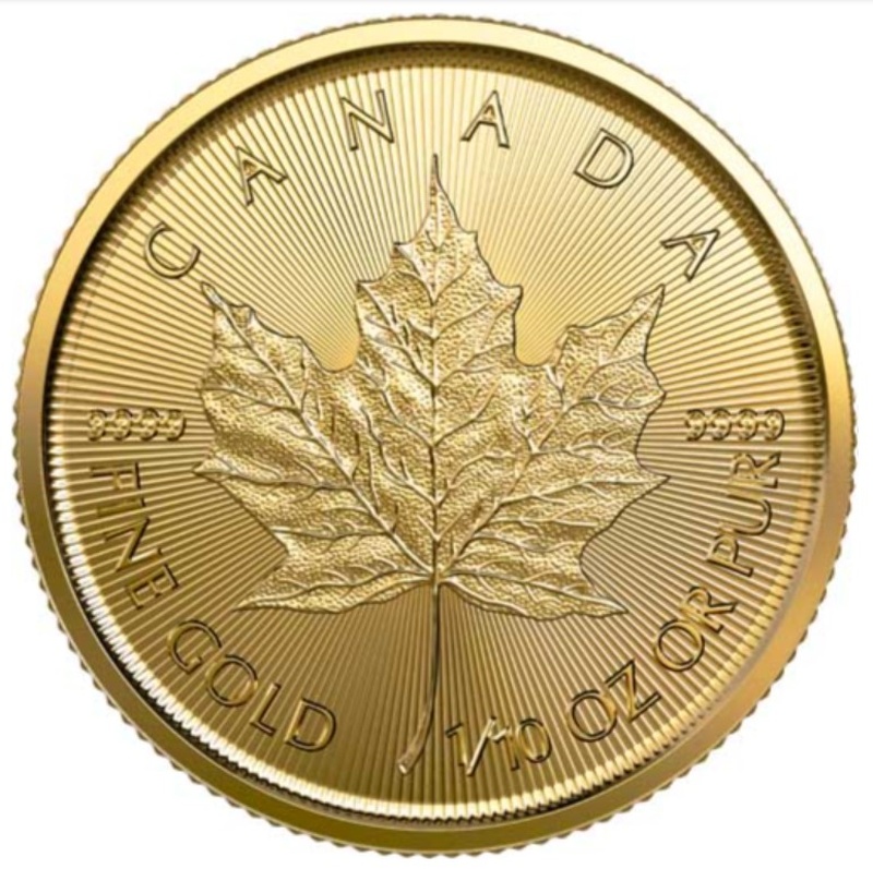 Hoja de Arce Canadiense de 1/10oz de Oro 2023