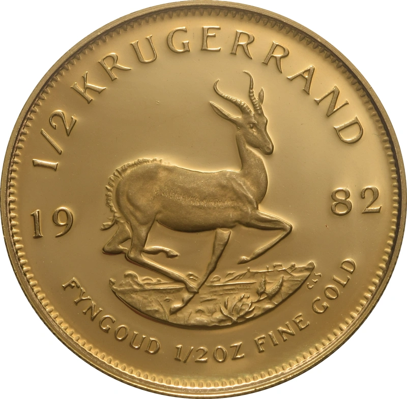 Moneda Krugerrand de Oro de 1/2 oz Proof 1982