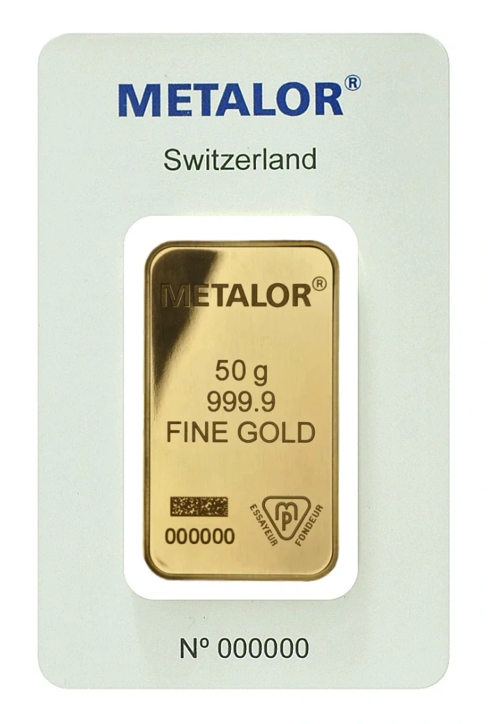 Lingote de Oro de 50 g Metalor