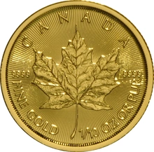 Maple Leaf Canadiense de 1/10 oz de Oro 2017