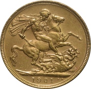 Soberano de Oro 1901 - Victoria Velada (P)