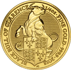 Moneda Bestias de la Reina El Toro Negro de Clarence de Oro de 1/4 oz 2018