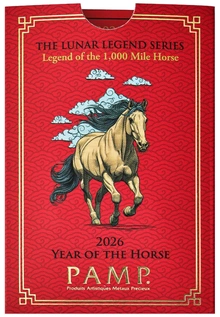 Lingote de plata de 1 oz 2026 Año del Caballo PAMP