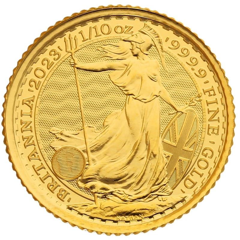 Moneda Britannia de Oro de 1/10 oz 2023 Isabel II