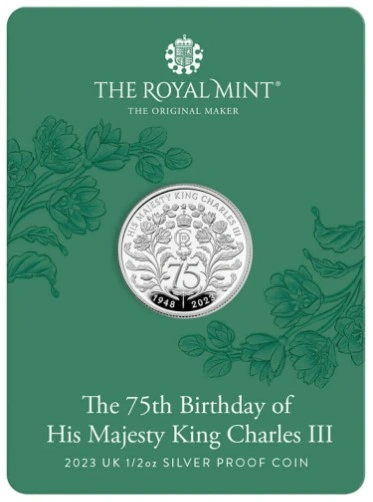 Moneda Plata 1/2 oz Proof - 75 Aniversario de Carlos III de Reino Unido 2023