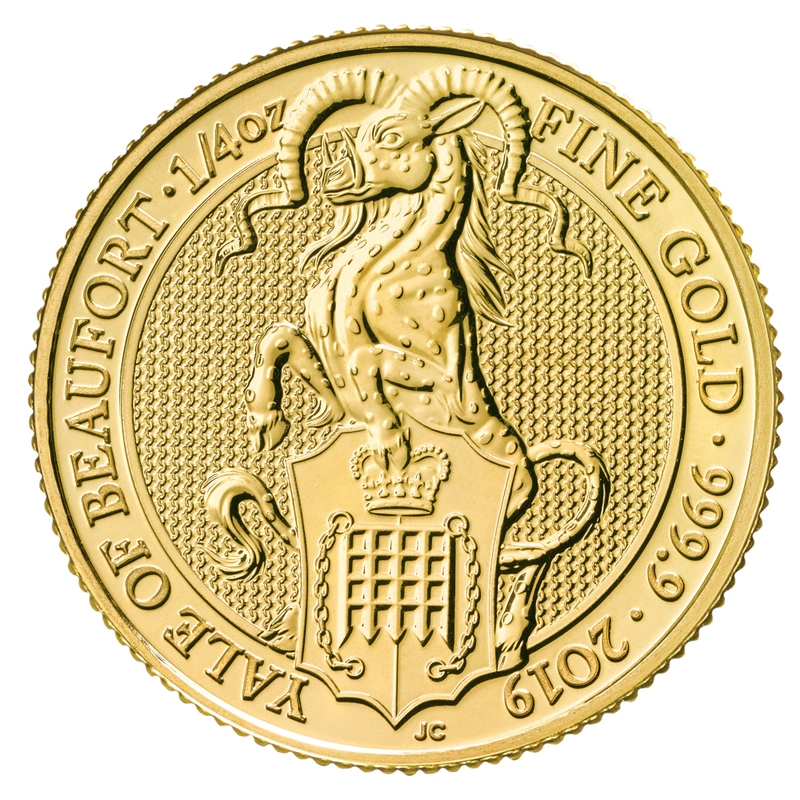 Moneda Bestias de la Reina El Eale de Beaufort de Oro de 1/4 oz 2019