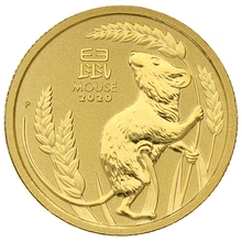 Moneda Perth Mint Calendario Lunar de Oro de 1/10 oz Año del Ratón 2020