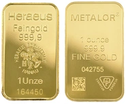 Lingote de Oro de 1 oz de Segunda Mano