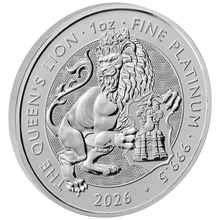 2026 León de la Reina - Bestias Tudor 1 onza Moneda de Platino