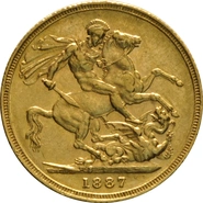 Moneda Soberano de Oro 1887 Victoria Joven (S)