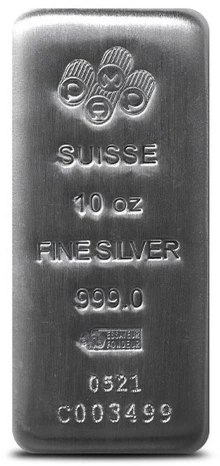 Lingote de Plata de 10 oz PAMP Fundido