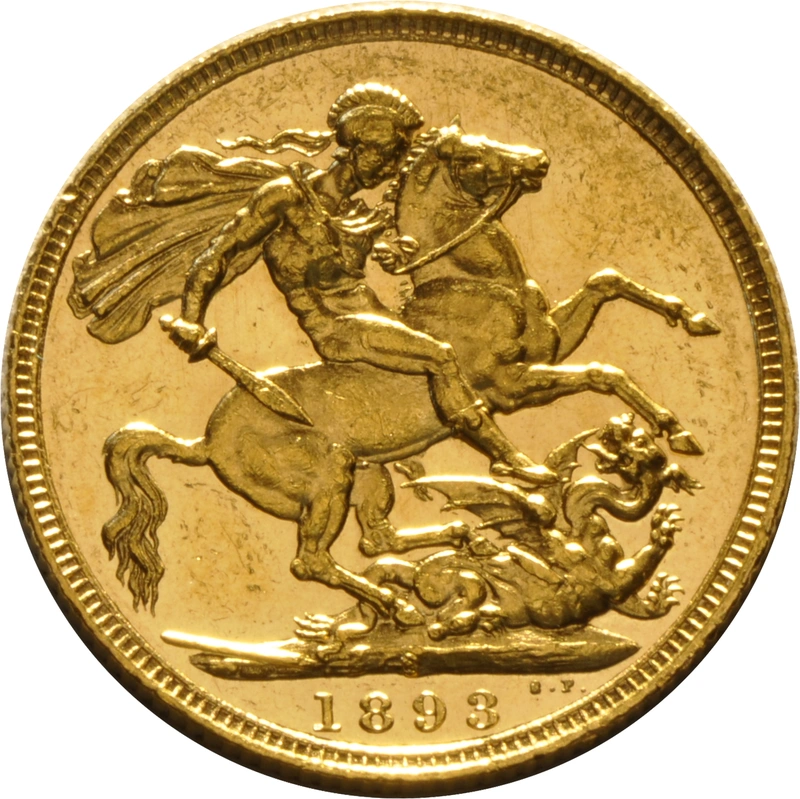 Moneda Soberano de Oro 1893 Victoria Velada (S)