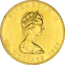 Maple Leaf Canadiense de 1 oz de Oro 1980