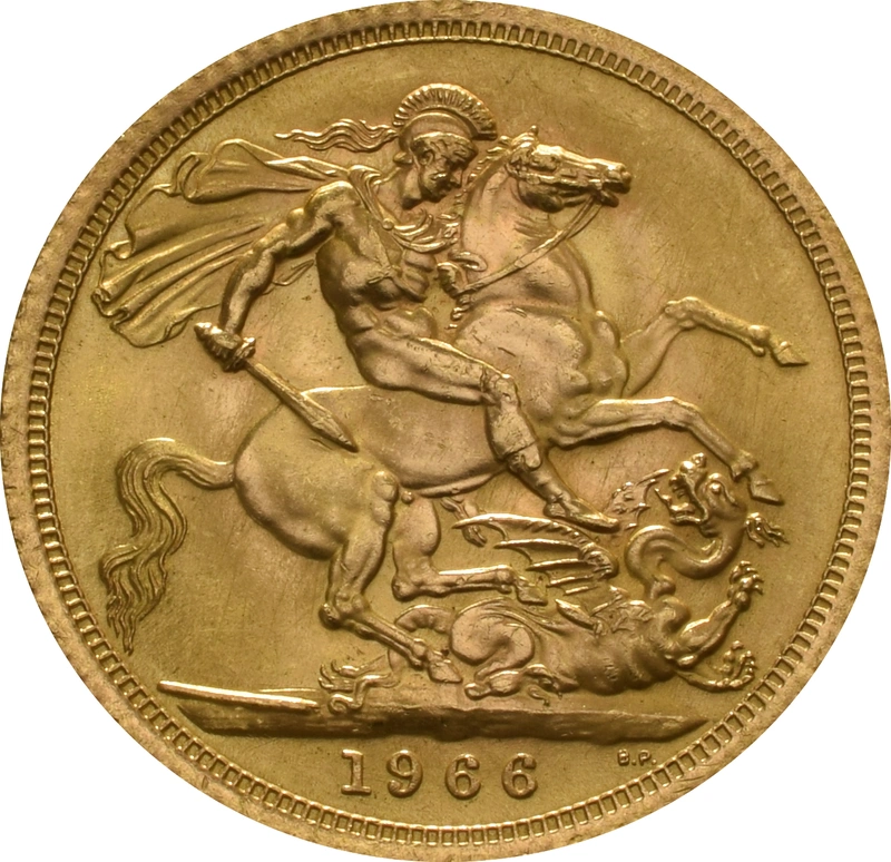 Moneda Soberano de Oro 1966 Isabel II Primer retrato