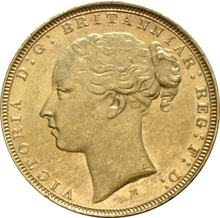 Soberano de Oro 1876 - Victoria Joven (M)