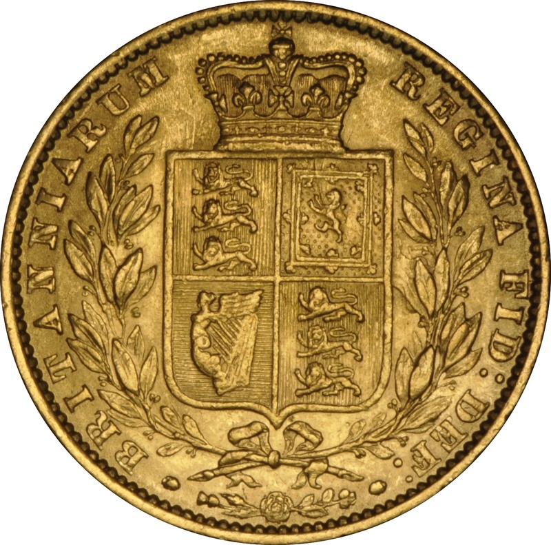 Soberano de Oro 1861 - Victoria Joven con Reverso Escudado (L)