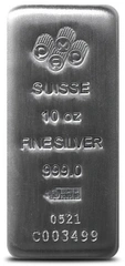 Lingote de Plata de 10 oz PAMP Fundido