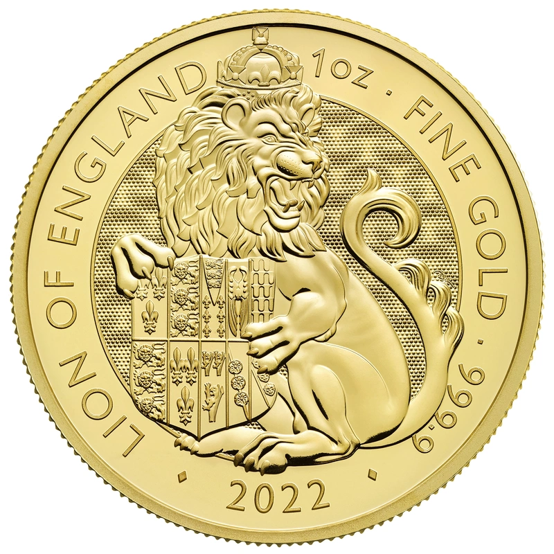 Moneda Bestias de Tudor El León de Inglaterra de Oro de 1 oz 2022