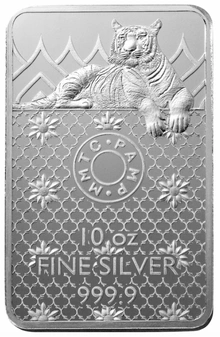 Lingote de Plata de 10 oz PAMP Tigre de Bengala Real