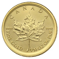 Maple Leaf Canadiense de 1/10 oz de Oro 2019