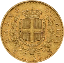 Moneda 20 Liras Italianas - Víctor Manuel II