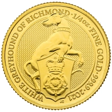 Moneda Bestias de la Reina El Galgo Blanco de Richmond de Oro de 1/4 oz 2021