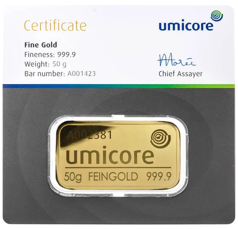 50g Gold Bar Umicore