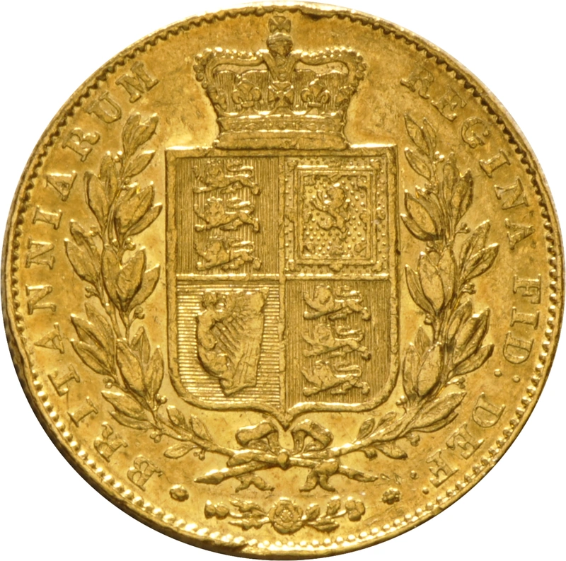 Moneda Soberano de Oro 1842 Victoria Joven con Reverso Escudado (L)