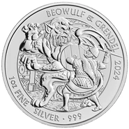 Moneda Mitos y Leyendas Beowulf & Grendel de Plata de 1 oz 2024