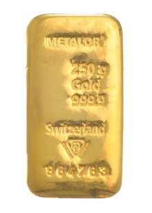 Lingote Metalor de 250g de Oro