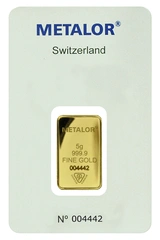 Lingote de Oro de 5 g Metalor