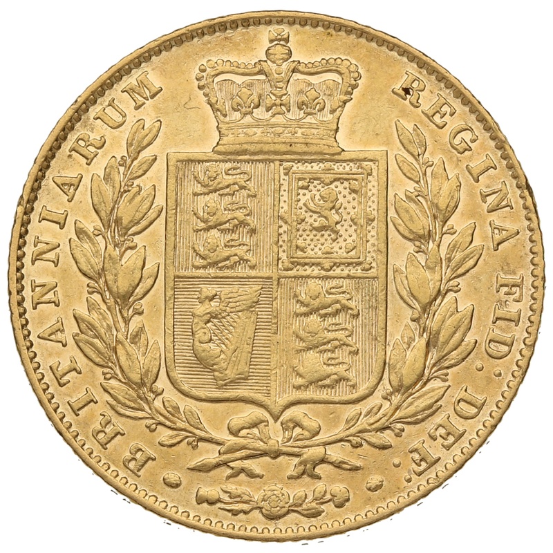 Soberano de Oro 1845 - Victoria Joven con Reverso Escudado (L)