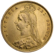 Moneda Medio Soberano de Oro Victoria Jubileo con Reverso Escudado