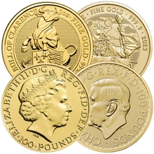 Series Royal Mint: Lunar, Bestias y Escudo de Armas Real de Oro de 1 oz (de Nuestra Elección)