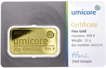 Lingote de Oro de 20 g Umicore