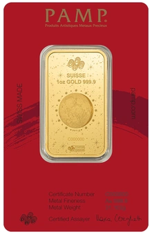 Lingote de oro de 1 oz 2026 Año del Caballo PAMP