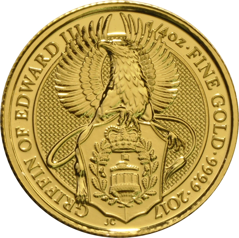 Moneda Bestias de la Reina El Grifo de Eduardo III de Oro de 1/4 oz Oro
