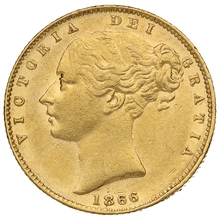 Moneda Soberano de Oro 1866 Victoria Joven con Reverso Escudado (L)