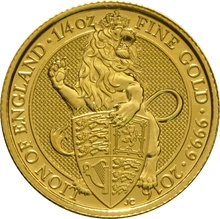 Moneda Bestias de la Reina El León de Inglaterra de Oro de 1/4 oz