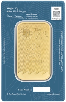 Lingote de Oro de 50 g Britannia
