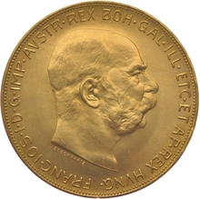 Moneda 100 Coronas Austriacas de Oro