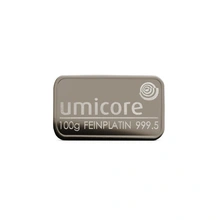 Barra de platino de 100 g Umicore Minted