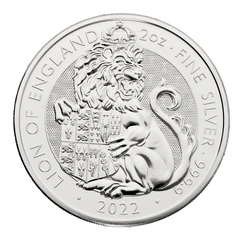 Moneda Bestias de Tudor El León de Inglaterra de Plata de 2 oz 2022