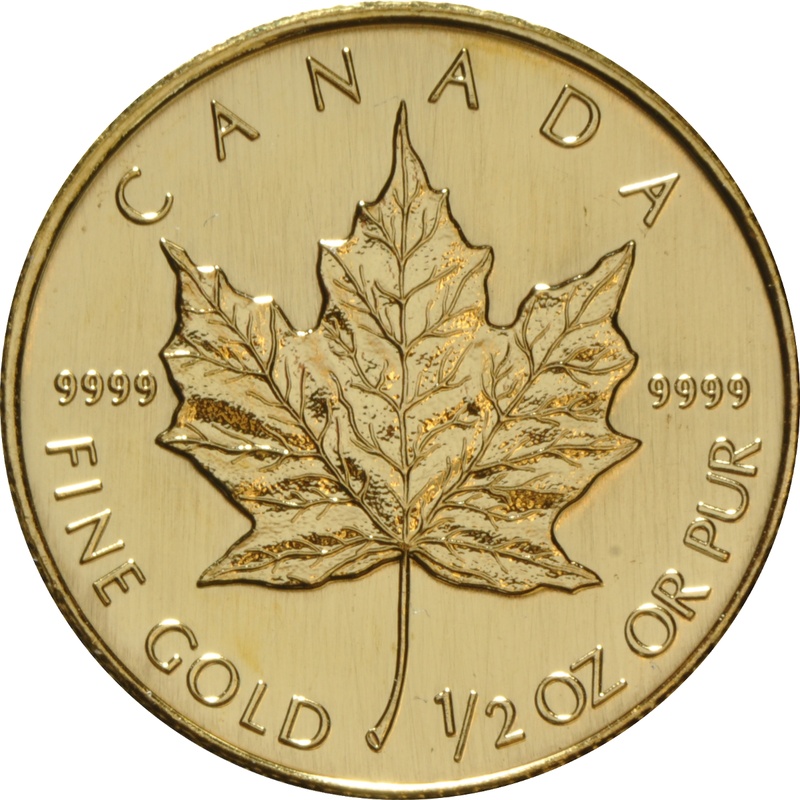 Hoja de Arce Canadiense de 1/2oz de Oro (de Nuestra Elección)
