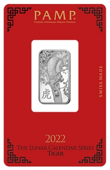 Lingote de Plata de 10 g PAMP Año del Tigre 2022