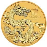Moneda Perth Mint Calendario Lunar de Oro de 1 oz 2024 Año del Dragón