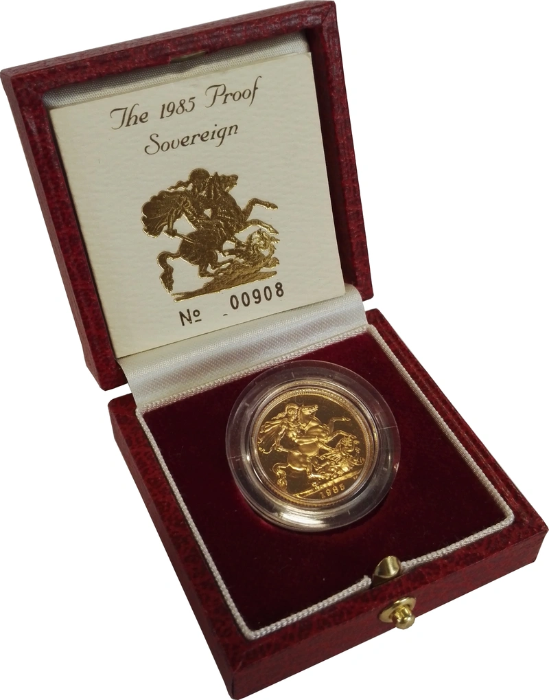 Moneda Soberano de Oro Proof 1985 en Caja Original
